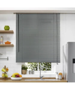 VENEZIANA IN VINILE GRIGIO CON LAMELLE DA 25 MM, 120X160 CM